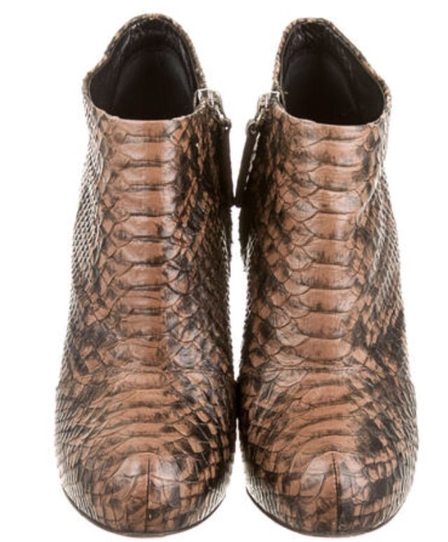 $1195 GIUSEPPE ZANOTTI ANKLE BOOTS SNAKESKIN SZ 6.5 36.5