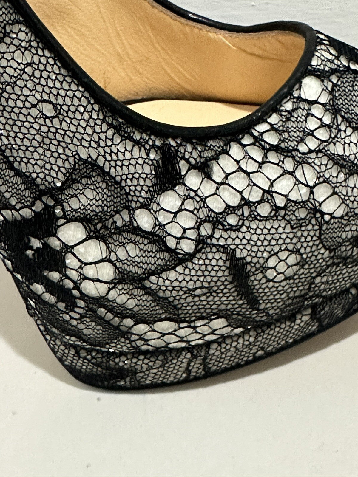 $1150 GIUSEPPE ZANOTTI BLACK LACE PEEP TOE PLATFORM HEELS SZ 7 37