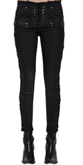 $1350 NWT BEN TAVERNITI UNRAVEL PROJECT BLACK LACE UP SKINNY JEANS SZ XS 24