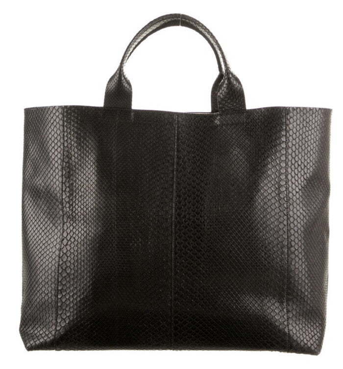 $2500 REED KRAKOFF BLACK PYTHON SNAKESKIN LARGE TOTE BAG