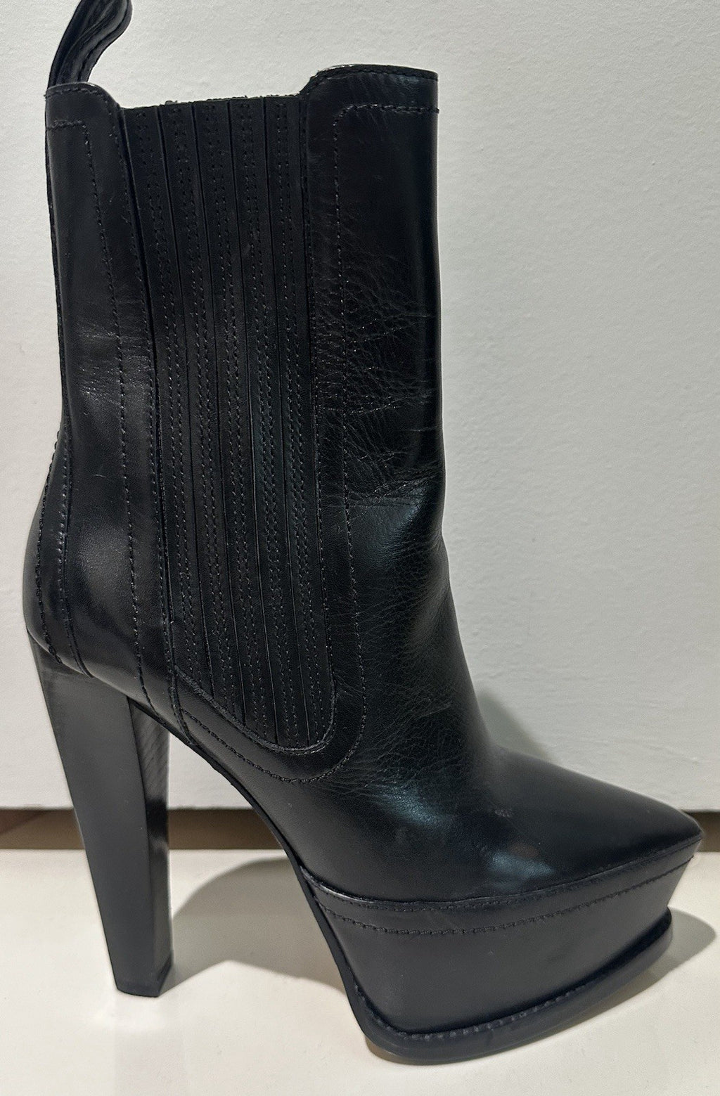 ALEXANDER WANG PLATFORM BOOTS BLACK LEATHER S 36 6 US