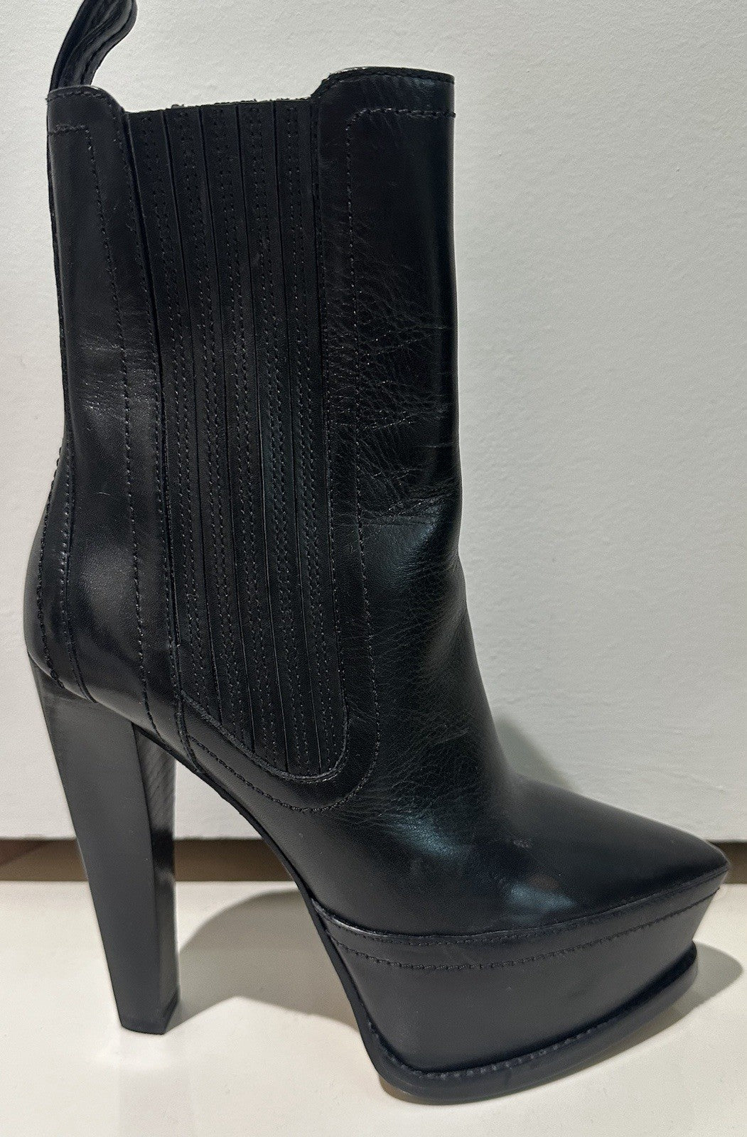 ALEXANDER WANG PLATFORM BOOTS BLACK LEATHER S 36 6 US