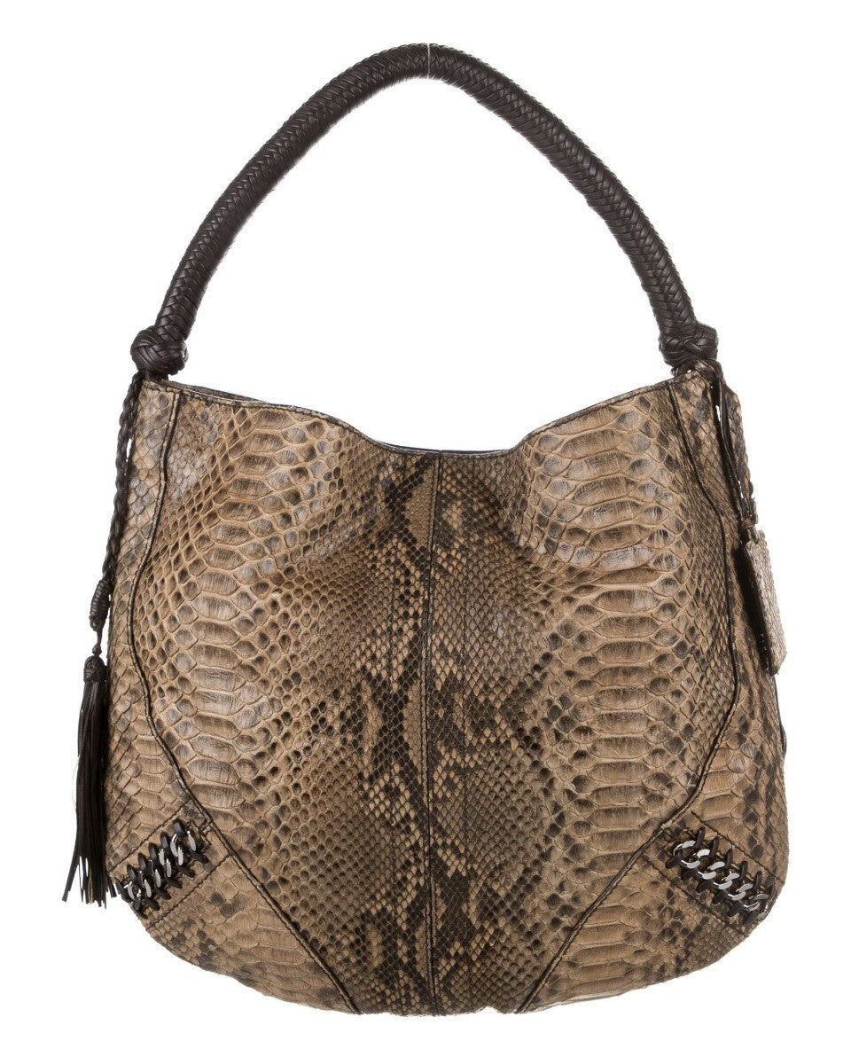 $1440 ROBERTO CAVALLI PYTHON SNAKESKIN HOBO BAG