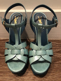 $995 YSL YVES SAINT LAURENT AQUA TRIBUTE  105 HEEL SANDALS SZ 6