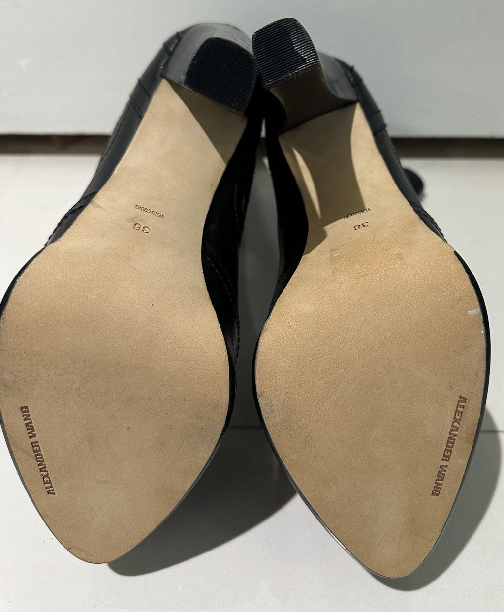 ALEXANDER WANG PLATFORM BOOTS BLACK LEATHER S 36 6 US