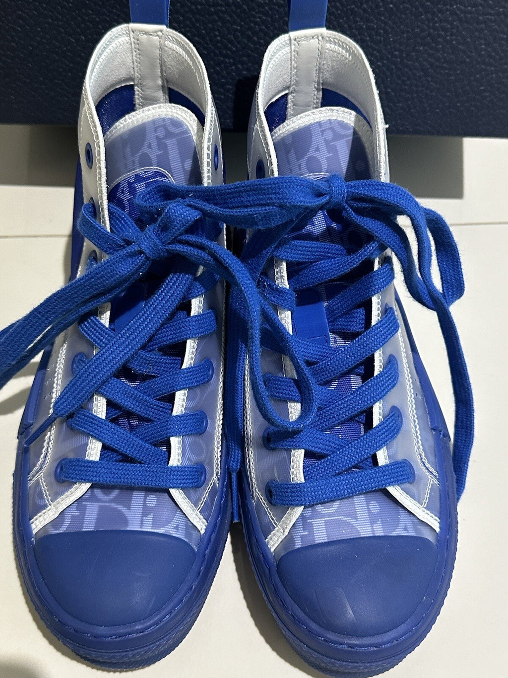 DIOR B23 WOMENS OBLIQUE HIGH TOP SNEAKERS BLUE SZ 6 36
