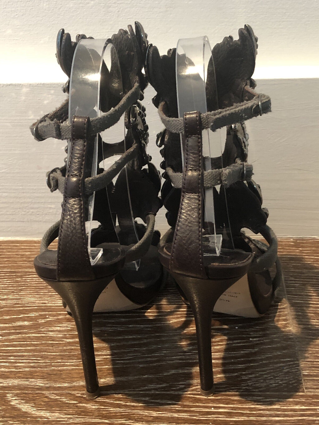 $2125 GIUSEPPE ZANOTTI SMOKE WING JEWELED SANDALS SZ 35.5 / 5