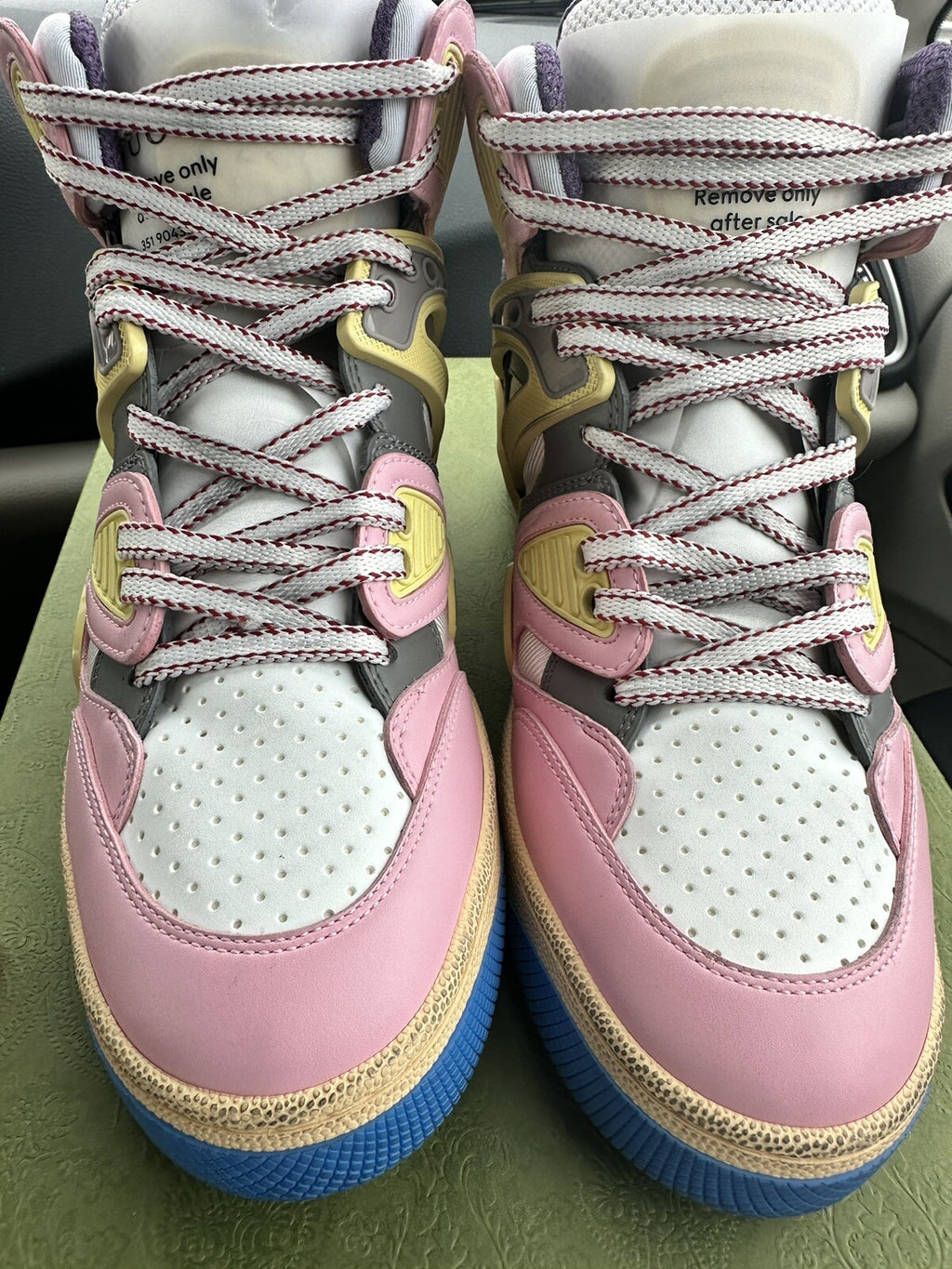 $890 GUCCI NIB PINK HIGH TOP WOMENS SNEAKERS SZ 6.5 36.5