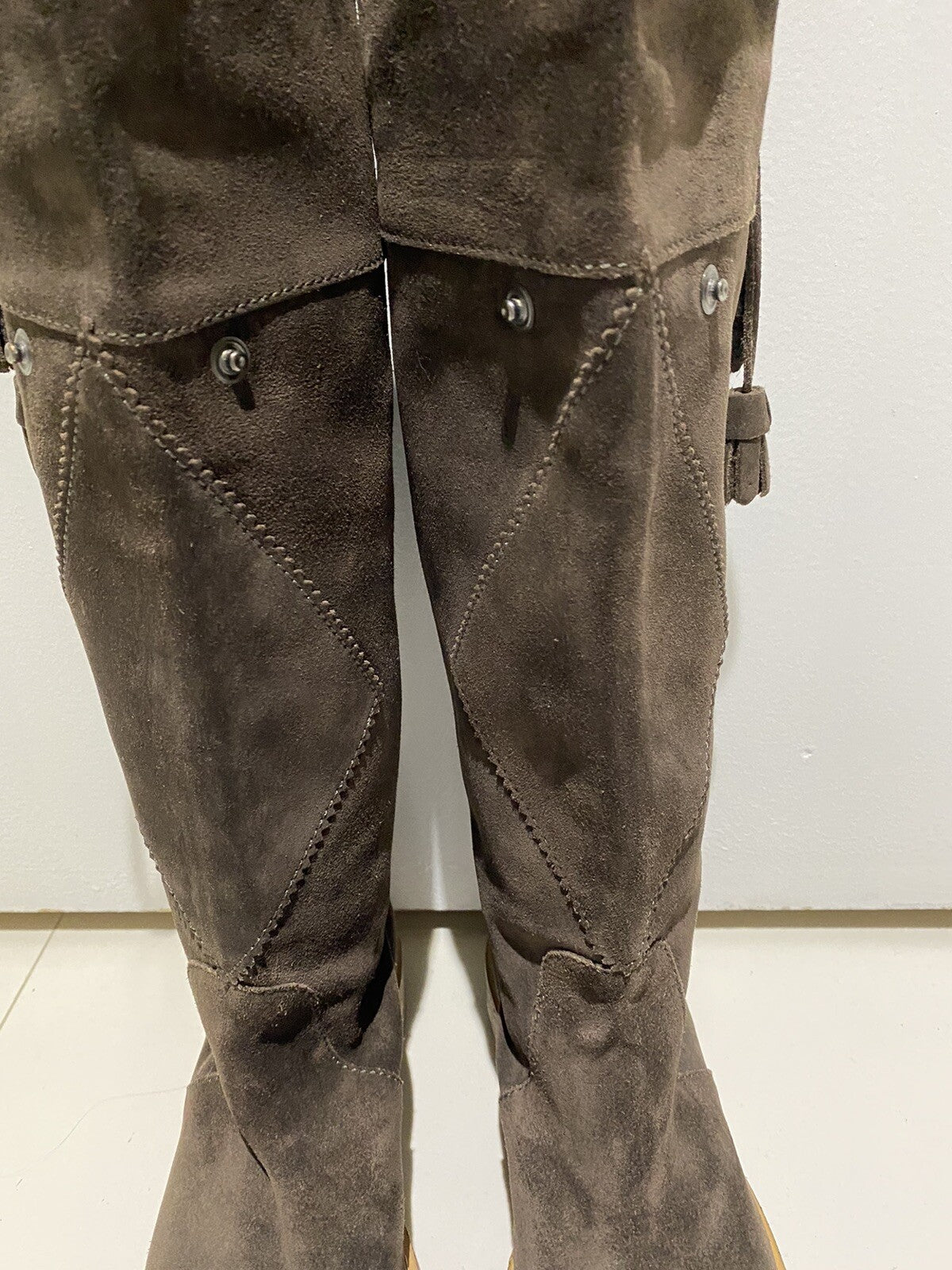 NEW MONCLER BROWN SUEDE BOOTS W/ REMOVABLE BEAVER FUR SZ 5.5