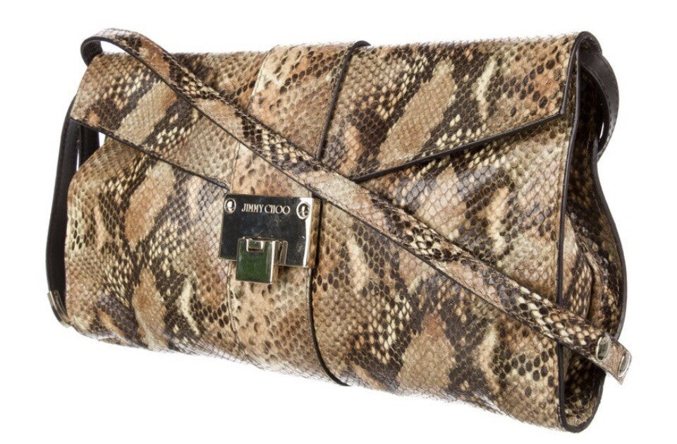 JIMMY CHOO PYTHON SNAKESKIN SHOULDER BAG/ CLUTCH
