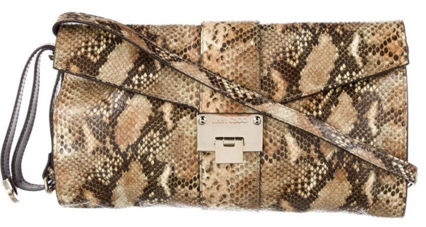 JIMMY CHOO PYTHON SNAKESKIN SHOULDER BAG/ CLUTCH