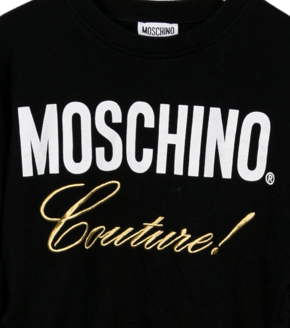 MOSCHINO GIRLS SWEATSHIRT PRINTED & EMBROIDERED LOGO DRESS SZ 12