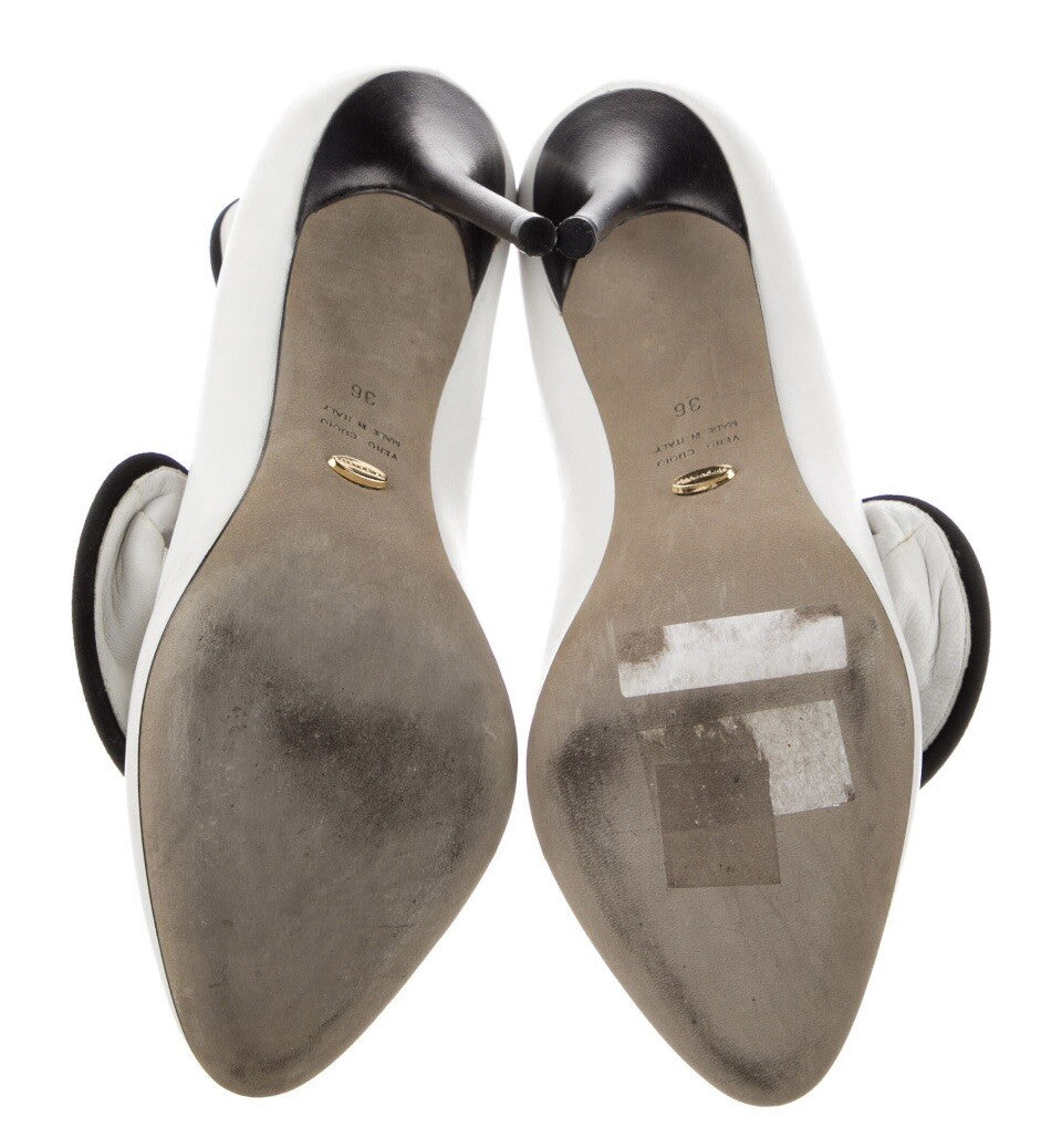 SERGIO ROSSI BLACK & WHITE LEATHER PUMPS SZ 6 36