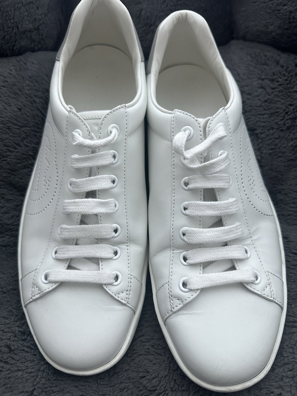 $900 GUCCI MENS INTERLOCKING GG LEATHER SNEAKERS WHITE 8.5 (GUCCI) 9.5 (US)