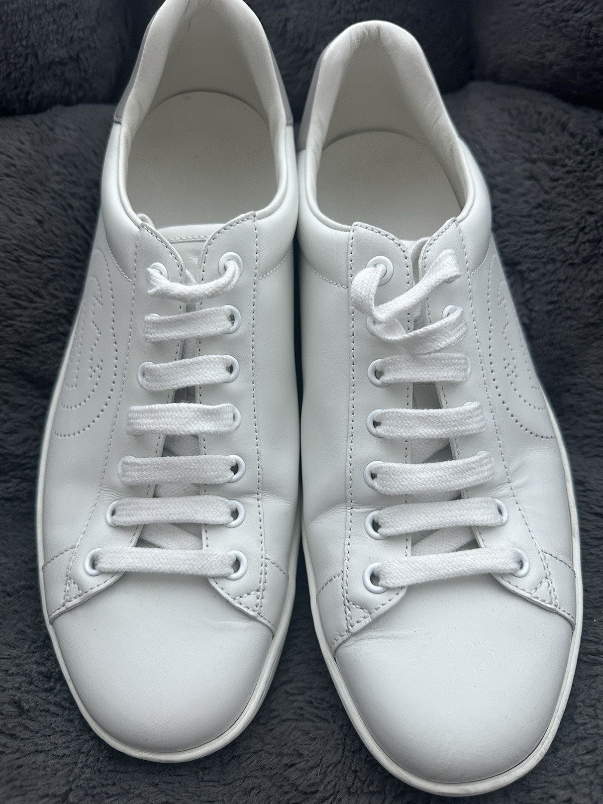 $900 GUCCI MENS INTERLOCKING GG LEATHER SNEAKERS WHITE 8.5 (GUCCI) 9.5 (US)