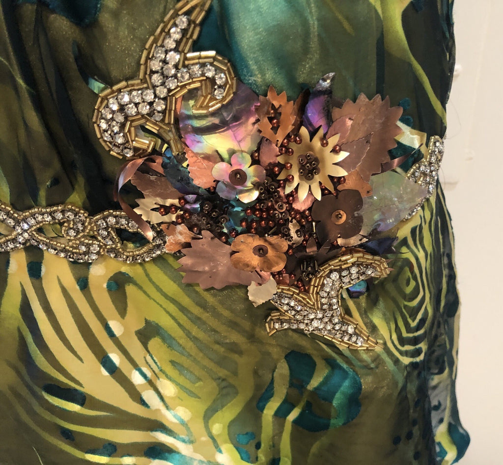 $1800 NWT CUSTOM MADE 2 PC CORSET / SKIRT SET W/ CRYSTALS SZ S