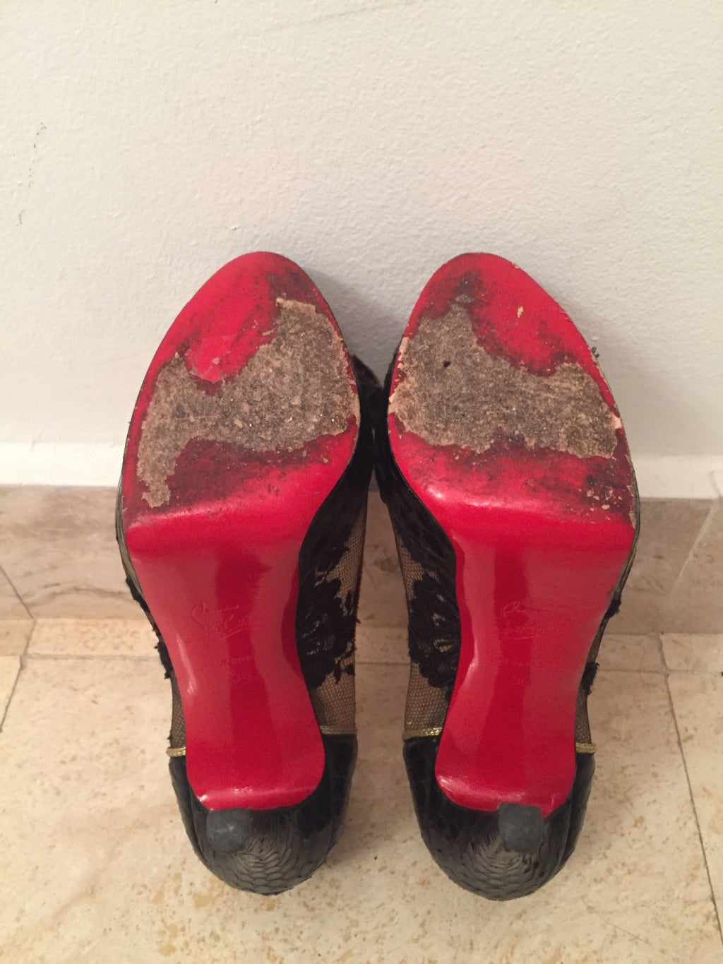 $1695 CHRISTIAN LOUBOUTIN SNAKESKIN/ LACE / LEOPARD PONY HAIR HEELS SZ 36
