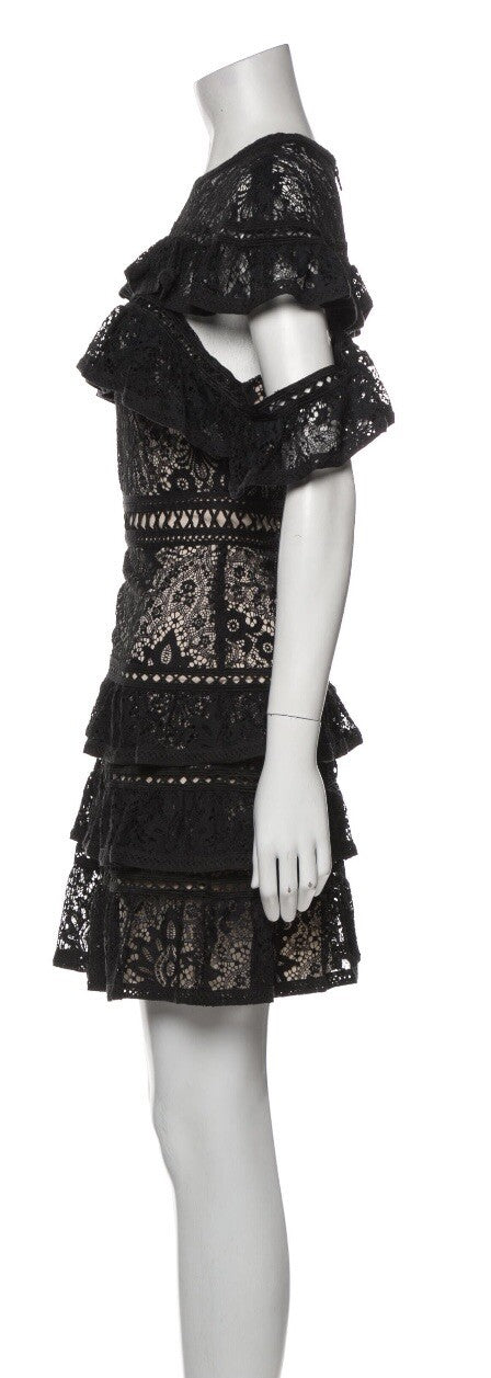 $540 NWOT ALICE + OLIVIA BLACK LACE MINI DRESS SZ L US 10