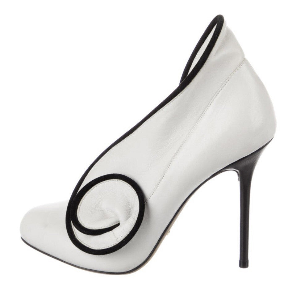SERGIO ROSSI BLACK & WHITE LEATHER PUMPS SZ 6 36