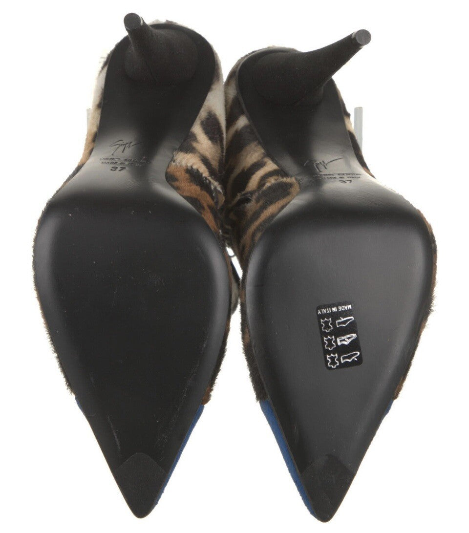 NEW GIUSEPPE ZANOTTI LEOPARD PRINT PONYHAIR ANKLE BOOTS SZ 7 37