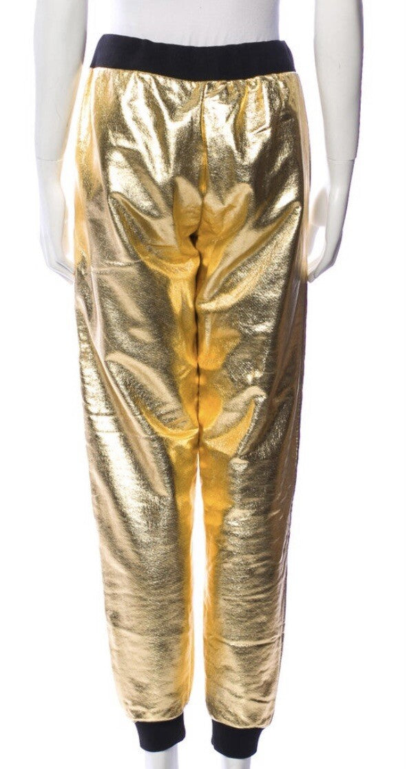 NEW MOSCHINO SWEATPANTS METALLIC GOLD SZ L