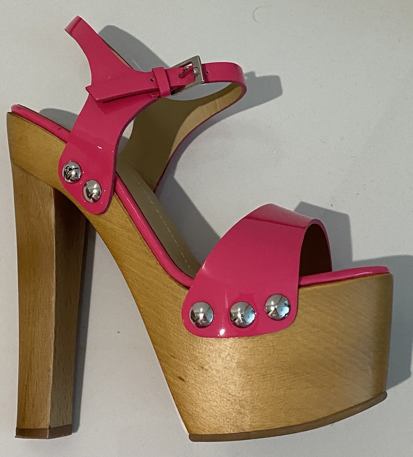 $995 GIUSEPPE ZANOTTI PINK PATENT LEATHER PLATFORM HEELS SZ 6 36