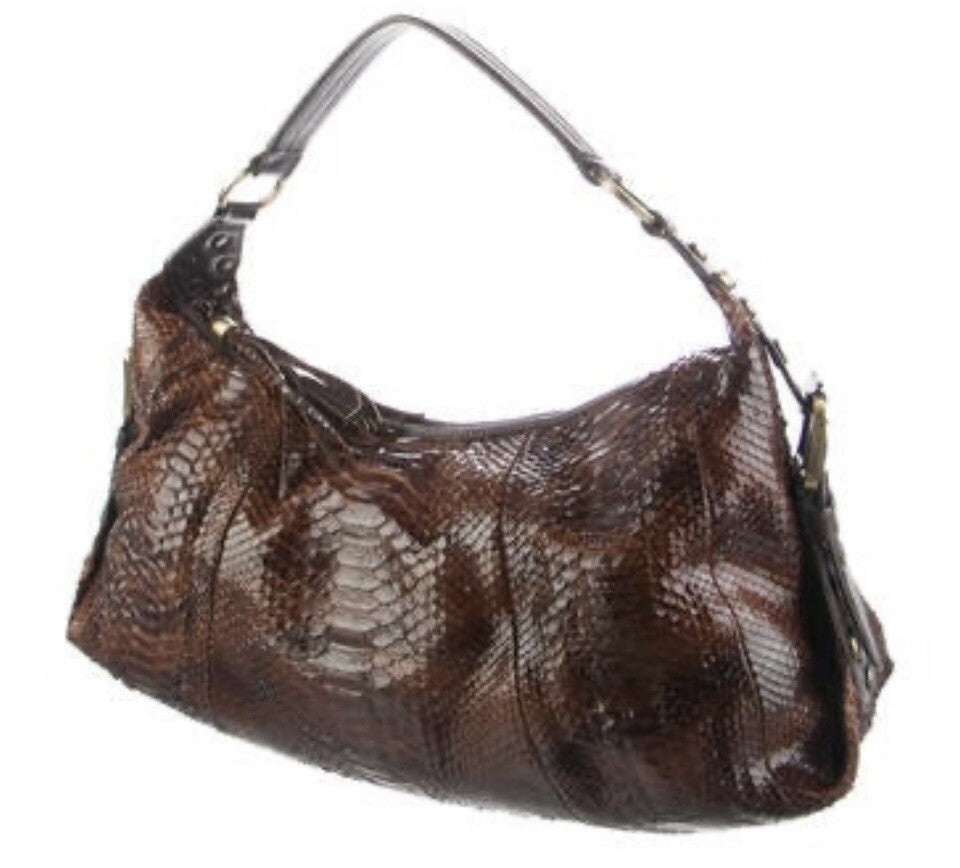 PYTHON SNAKESKIN BROWN LARGE SHOULDER BAG BY RAFE