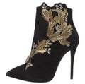 $1495 GIUSEPPE ZANOTTI BOOTS SUEDE ANKLE W/ LEAF & CRYSTAL SZ 5 35