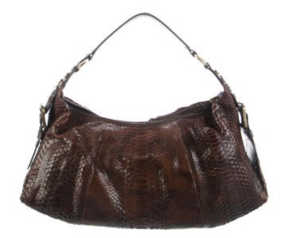 PYTHON SNAKESKIN BROWN LARGE SHOULDER BAG BY RAFE