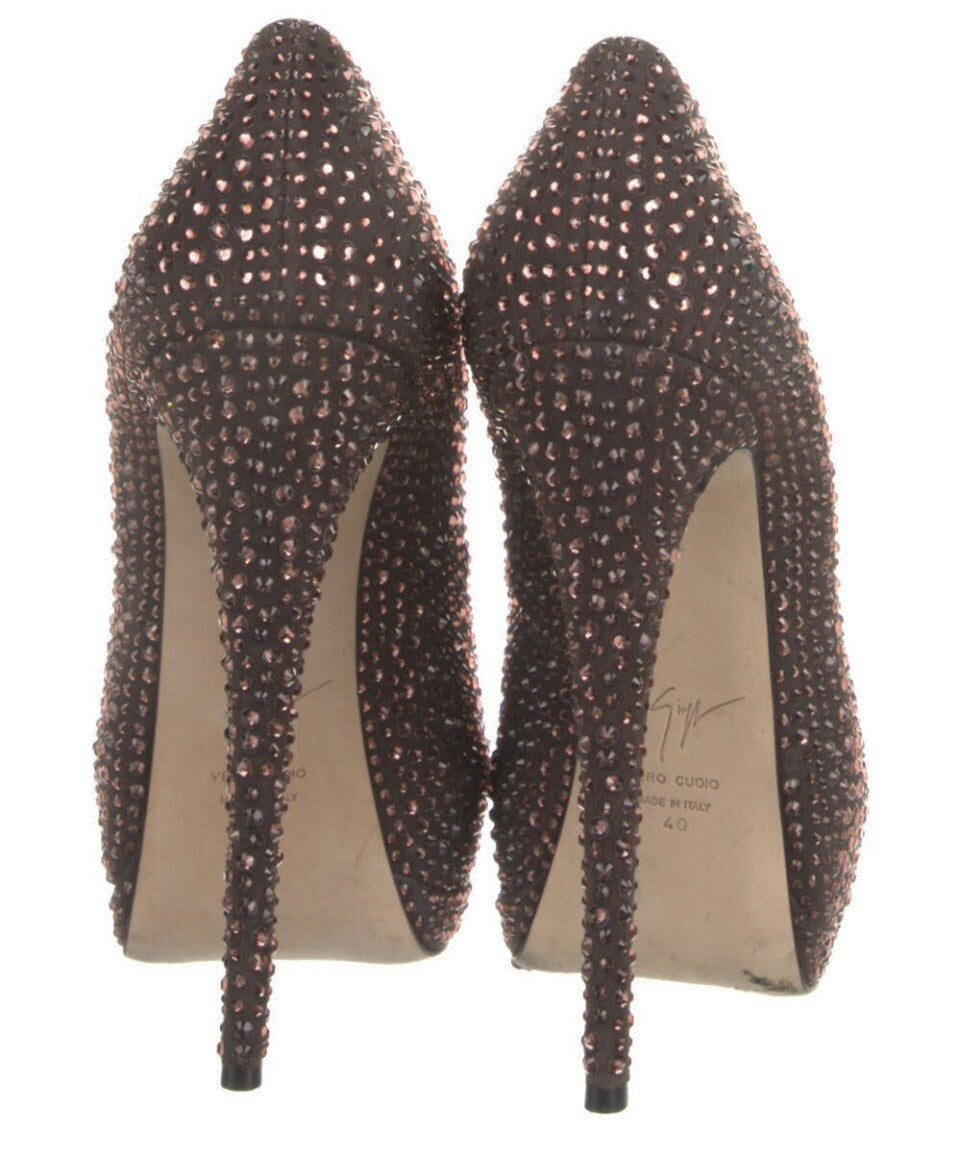 $1295 GIUSEPPE ZANOTTI CRYSTAL EMBELLISHED PEEP TOE PLATFORM HEELS SZ 10 40