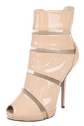 $895 GIUSEPPE ZANOTTI BEIGE PATENT LEATHER BOOTIES SZ 36  6 US
