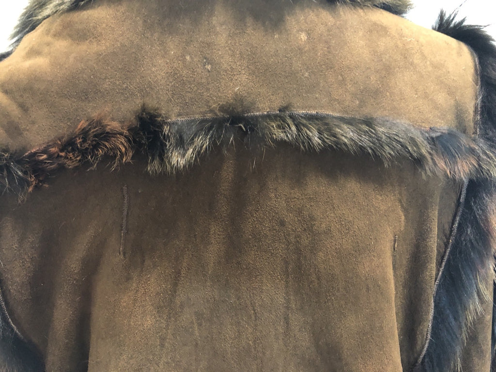 $2100 CUSTOM MADE NWT BROWN FOX FUR/ LEATHER RECERSIBLE JACKET SZ M