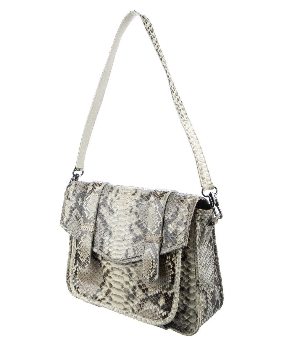 CARLOS FALCHI PYTHON SNAKESKIN MESSENGER BAG