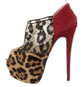 $2395 CHRISTIAN LOUBOUTIN LEOPARD PRINT PONYHAIR & LACE PLATFORM HEELS 8.5 38.5