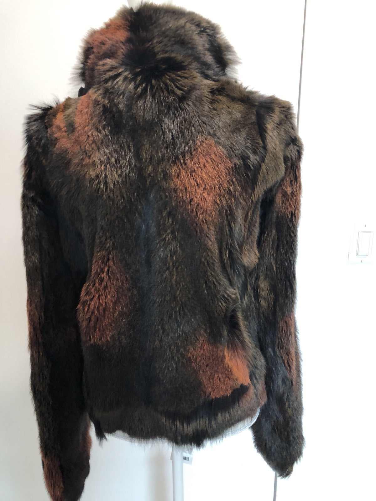 $2100 CUSTOM MADE NWT BROWN FOX FUR/ LEATHER RECERSIBLE JACKET SZ M