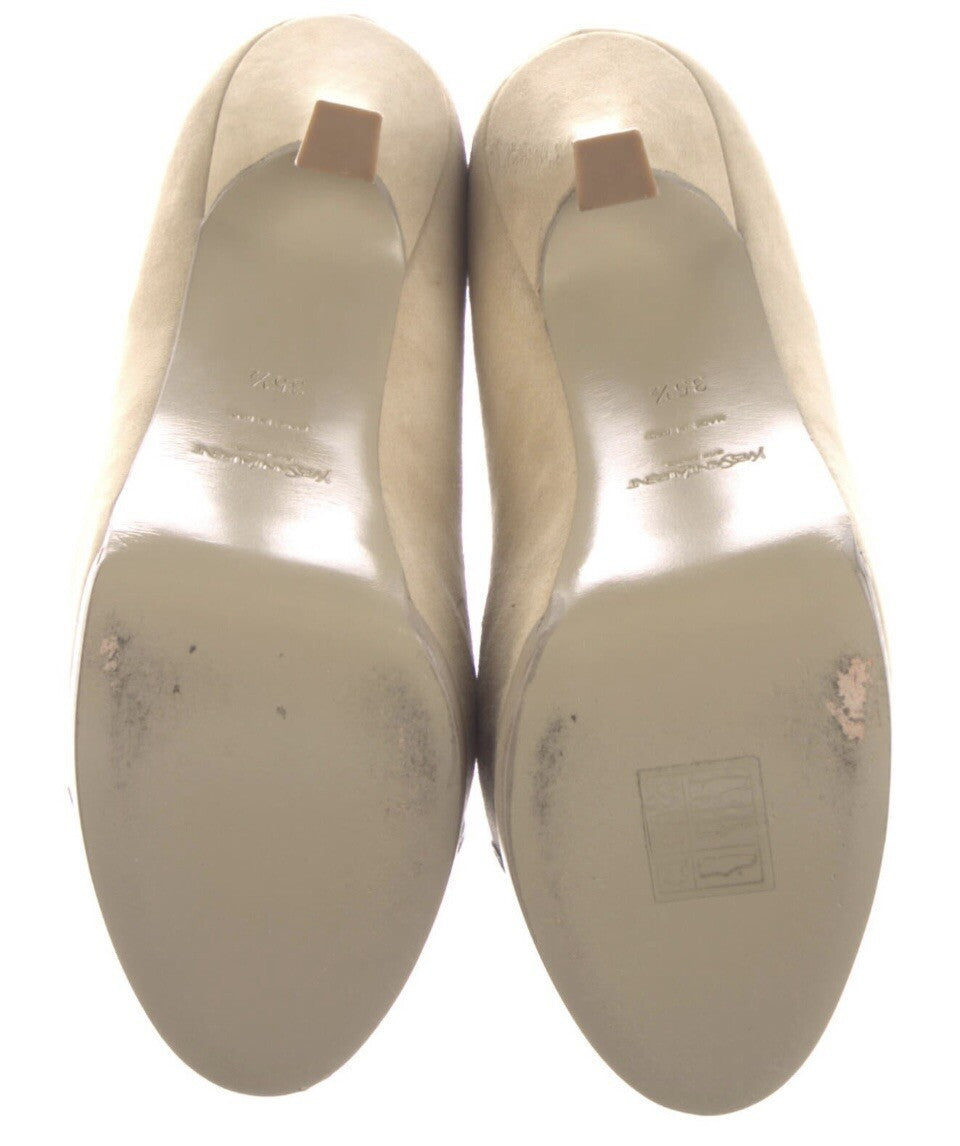 $995 YVES SAINT LAURENT RIVE GAUCHE NUDE SUEDE PLATFORM HEELS SZ 5.5 35.5