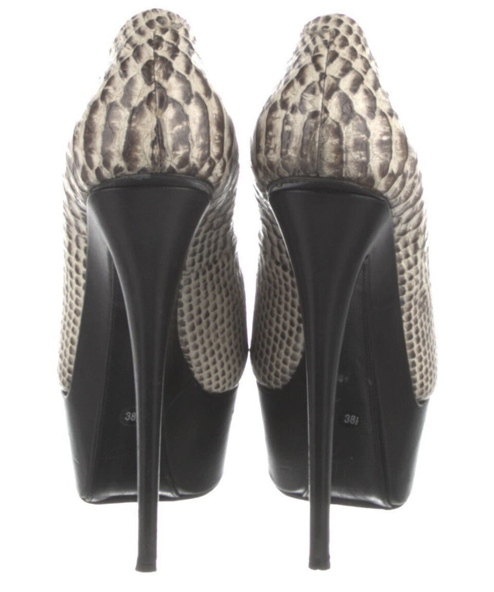 GIUSEPPE ZANOTTI SNAKESKIN EMBOSSED PLATFORM HEELS SZ 8.5 38.5