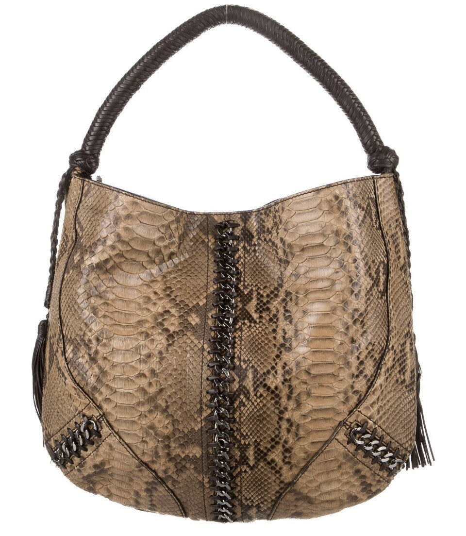 $1440 ROBERTO CAVALLI PYTHON SNAKESKIN HOBO BAG