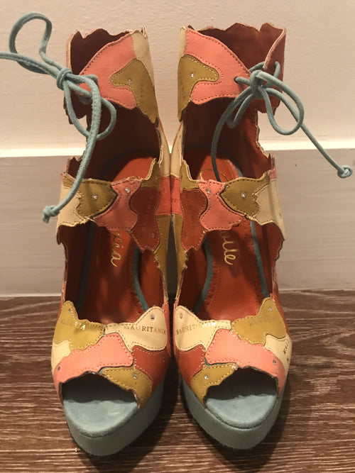 $1435 NIB CHARLOTTE OLYMPIA WORLD SUEDE PUMPS W/ CRYSTALS SZ 36