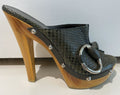 GUCCI GREEN PYTHON SNAKESKIN HORSEBIT WOODEN PLATFORM SANDALS SZ 36  6