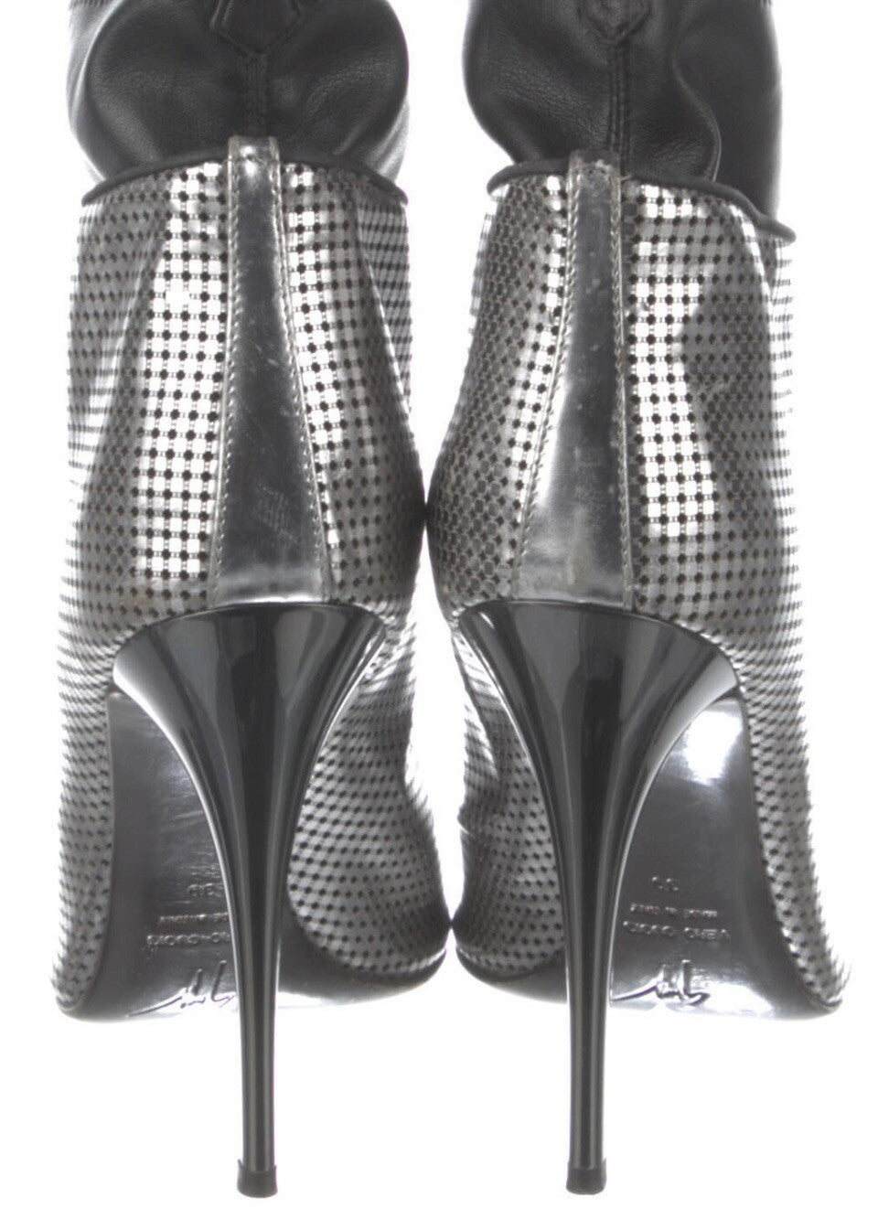 GIUSEPPE ZANOTTI METALLIC SILVER LEATHER ANKLE BOOTS SZ 9 39