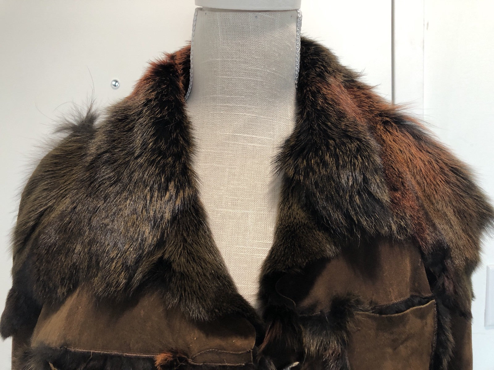 $2100 CUSTOM MADE NWT BROWN FOX FUR/ LEATHER RECERSIBLE JACKET SZ M
