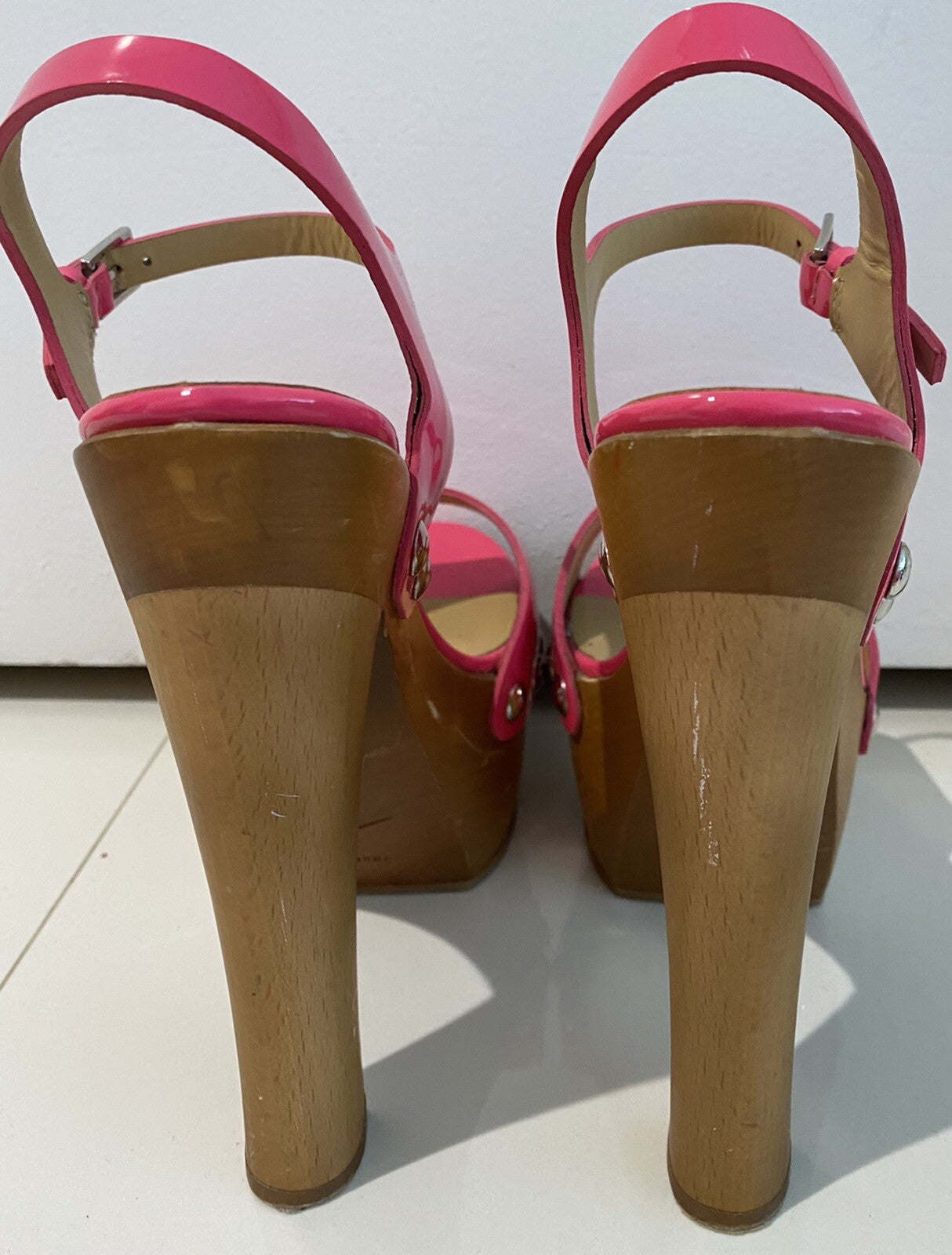 $995 GIUSEPPE ZANOTTI PINK PATENT LEATHER PLATFORM HEELS SZ 6 36