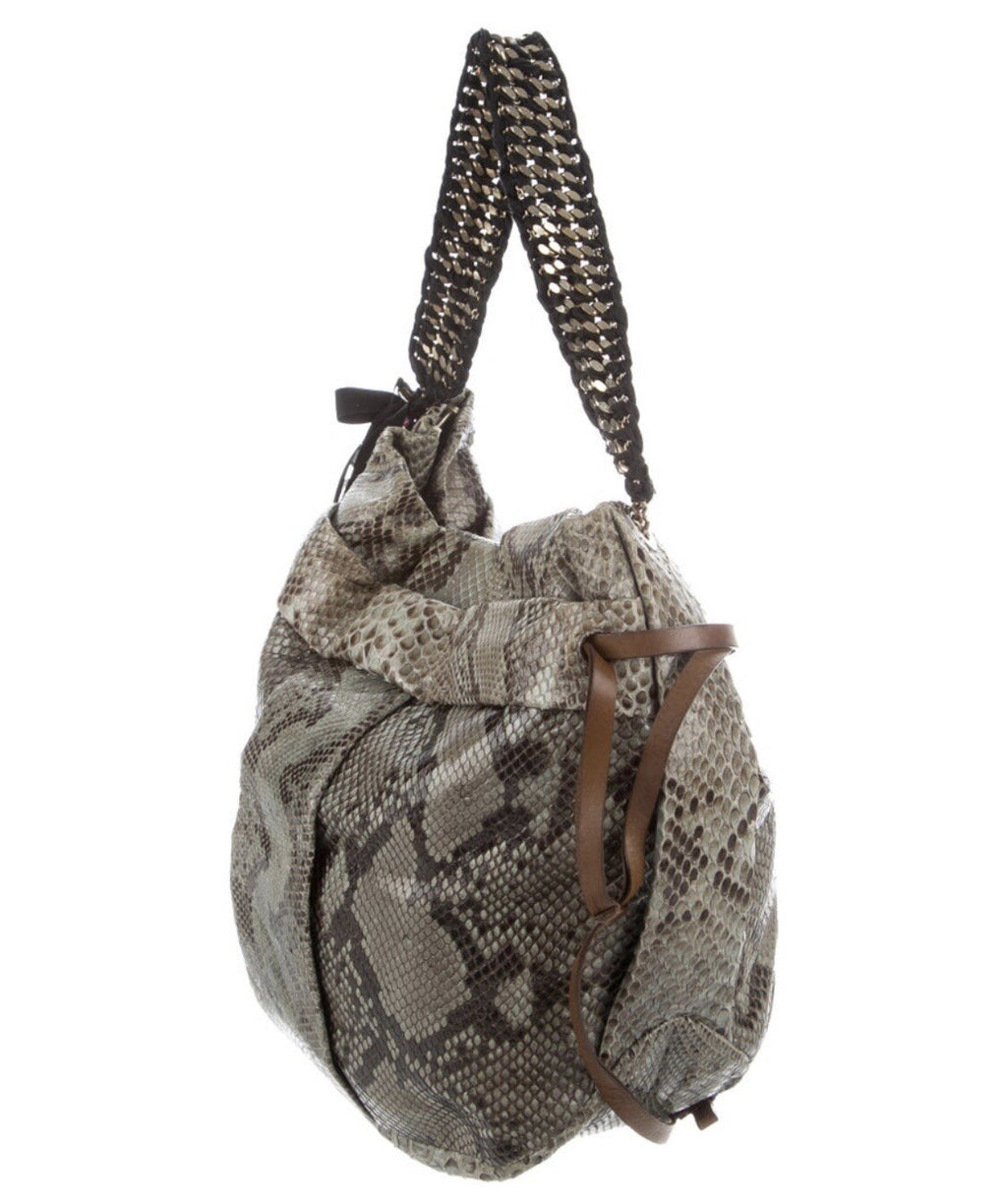 MARNI PYTHON SNAKESKIN CHAIN LINK HOBO BAG