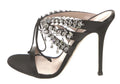 $1495 NIB GIUSEPPE ZANOTTI BLACK CRYSTAL SANDALS 7.5 37.5