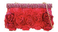 VALENTINO SATIN RED ROSIER CLUTCH WITH SWAROVSKI CRYSTALS & OPTIONAL CHAIN