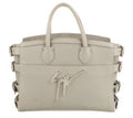 GIUSEPPE ZANOTTI GREY LEATHER LOGO BUCKLE BAG
