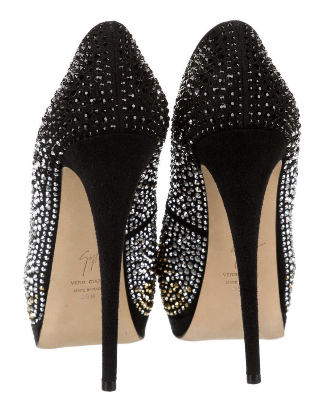 $1295 GIUSEPPE ZANOTTI SWAROVSKI CRYSTAL PLATFORM HEELS SZ 8.5 38.5