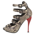 $995 GIUSEPPE ZANOTTI SNAKESKIN PRINT LEATHER BUCKLE HEELS SZ 7 37