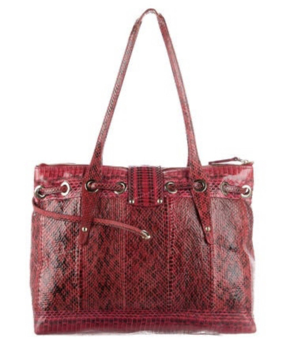 JIMMY CHOO PYTHON SNAKESKIN LARGE TOTE BAG